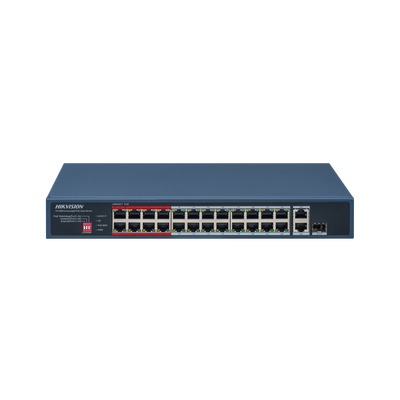 Switch PoE+ / No Administrable / 24 Puertos 10/100 Mbps PoE+ / 1 Puerto Gigabit / PoE hasta 250 metros / 230 W