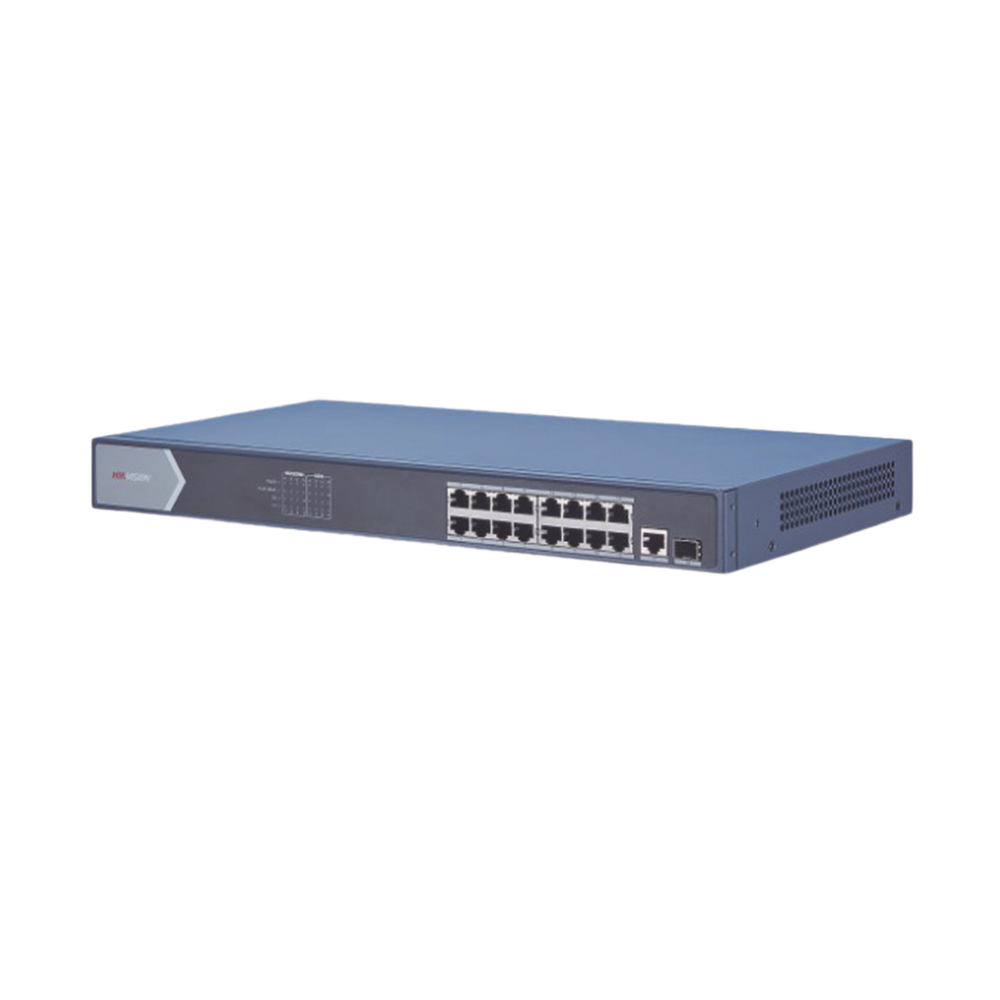 Switch PoE+ / 16 Puertos Gigabit 802.3 af/at (30 W) / 1 Puerto Gigabit Uplink / 1 Puertos SFP