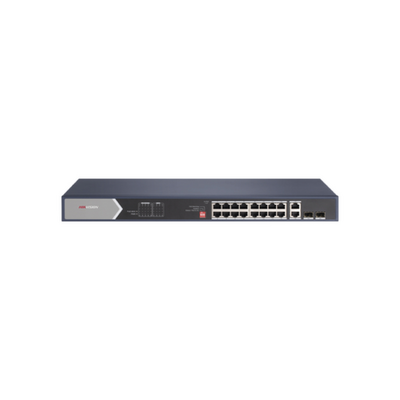 Switch PoE de 24 puertos / No administrable / 2 puertos RJ45 Gigabit / 2 puertos de fibra optica gigabit