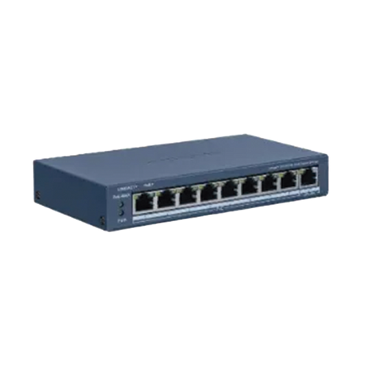Switch PoE+ / Administrable / 8 Puertos 10/100 Mbps PoE+ / 1 Puerto 100 Mbps Uplink / PoE hasta 250 metros / 60 W