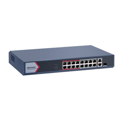 Switch Monitoreable 16 Puertos PoE 802.3AF/AT / Modo Extendido 300 mts / 1 Puerto UPLlink / 1 Ppuerto SFP / 130 Watts To