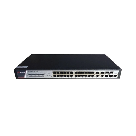 Switch Gigabit PoE+ / Administrable / 24 puertos 10/100/1000 Mbps PoE+ / 4 puertos 10/100/1000 Mbps + 4 puertos SFP de Uplink / 370 W