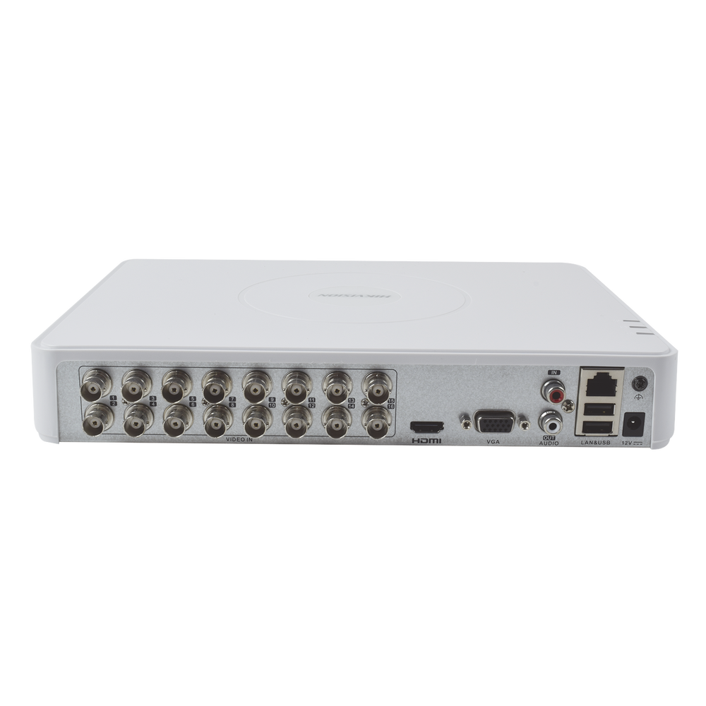 DVR 2 Megapixel (1080P) lite / 16 Canales TURBOHD / 1 Bahía de Disco Duro / H.265+ / Audio por Coaxitrion/ Detección de movimiento 2.0 / Salida de vídeo Full HD
