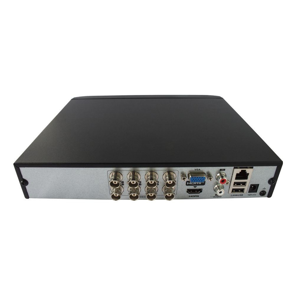 DVR 1080P Lite Pentahibrido / 8 Canales TURBOHD + 2 Canales IP / H.264+ / 1 Bahía de Disco Duro / Audio por Coaxitron