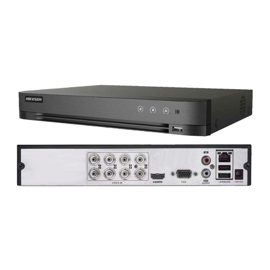 DVR 1080P Lite Pentahibrido / 8 Canales TURBOHD + 2 Canales IP / H.264+ / 1 Bahía de Disco Duro / Audio por Coaxitron