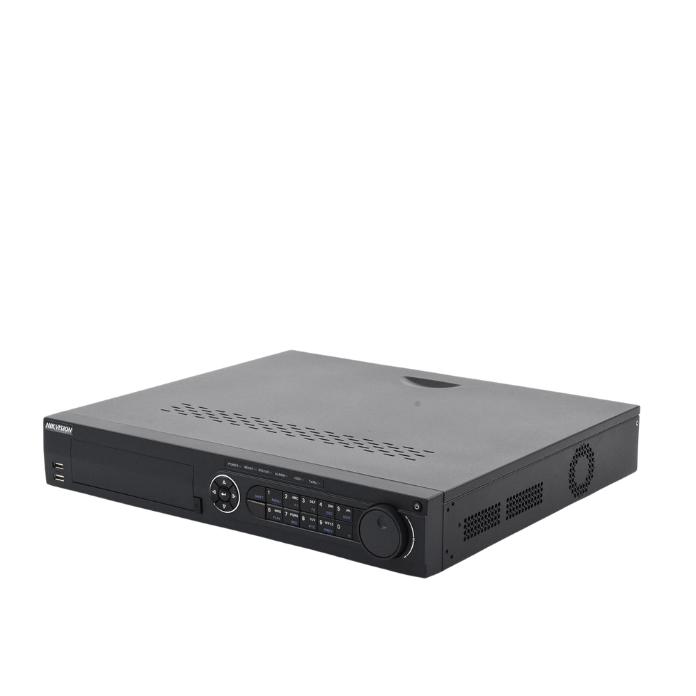 4 Megapixel DVR / 32 TURBOHD Channels + 16 IP Channels / 4 Hard Drive Bays / 4 Audio Channels / Video Analysis / 16 Alarm Inputs