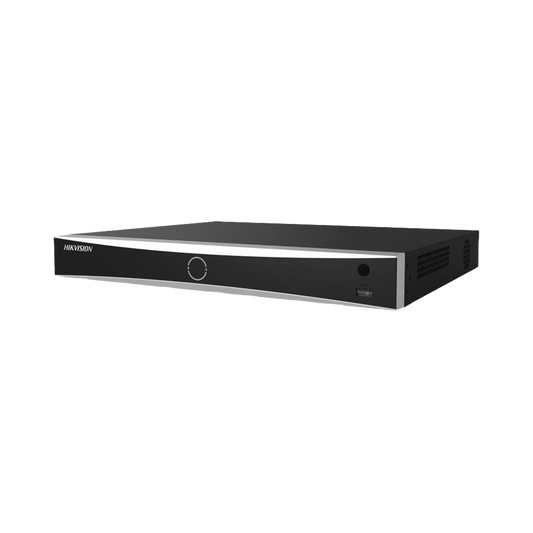 NVR 12 Megapixel (4K) / 16 Canales IP / 16 Puertos PoE+ / Reconocimiento Facial / AcuSense (Evita Falsas Alarmas) / 2 Bahías de Disco Duro / Switch PoE 300 mts / HDMI en 4K / Alarmas I/O / 300 Metros PoE Modo Extendido