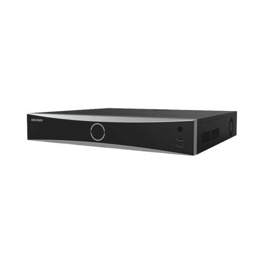 NVR 12 Megapixel (4K) / 16 canales IP / 16 Puertos PoE+ / AcuSense (Evita Falsas Alarmas) / Reconocimiento Facial / 4 Bahías de Disco Duro / Switch PoE 300 mts  / HDMI en 4K / Alarmas I/O
