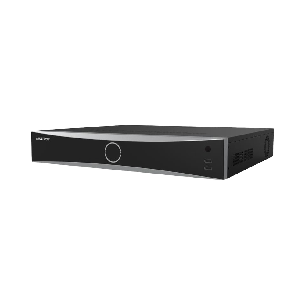 NVR 12 Megapixel (4K) / 32 canales IP / 16 Puertos PoE+ / Reconocimiento Facial / AcuSense (Evita Falsas Alarmas) / 4 Bahías de Disco Duro / Switch PoE 300 mts / HDMI en 4K / Alarmas I/O
