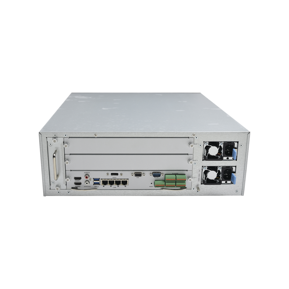 NVR 12 Megapixel (4K) / 128 canales IP / 16 Bahias de Disco Duro / 4 Puertos de Red / Soporta RAID con Hot Swap / NVR de Alto Desempeño