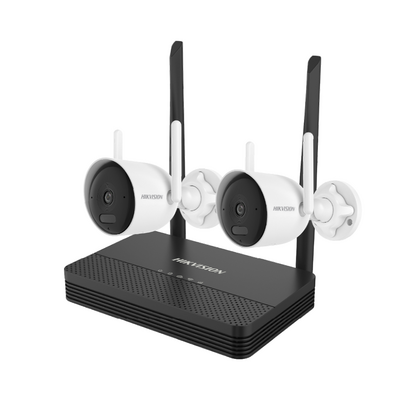 KIT 2 Cámaras Bala 2 Megapíxeles / 1 Grabadora Wi-Fi / Hasta 512 GB de Almacenamiento (No incluye Memoria SD) / Conexión