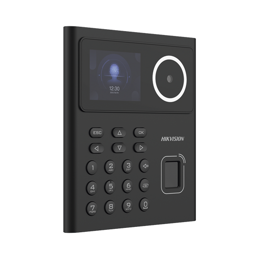 Terminal WiFi de Huella, Facial y Tarjetas MIFARE para Control de Acceso o Asistencia /  500 rostros y 1,000 Huellas y Tarjetas / Detección de Cubrebocas / HikConnect