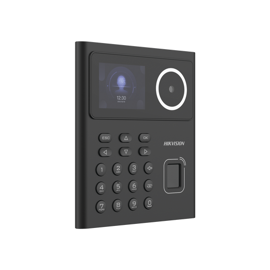 Terminal de Reconocimiento Facial con lector MIFARE / Hasta 1.5 mts en lectura / Soporta P2P Hik-Connect / 500 Rostros / 1.000 Huellas / 1.000 Tarjetas / PIN / ISAPI-ISUP 5.0