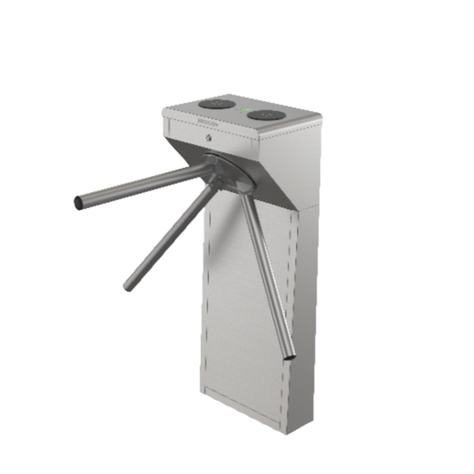 Torniquete Trípode de Acero Inoxidable con Indicadores de Entrada-Salida / Apertura en Caso de Emergencia / Integrable con cualquier Sistema de Control de Acceso