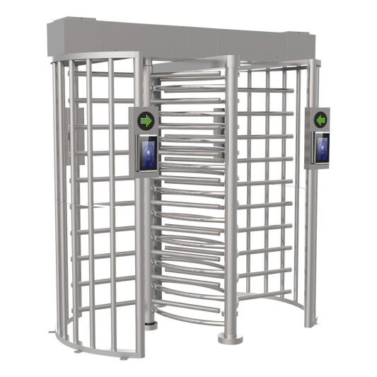 Torniquete DOBLE (2 Carriles) de Cuerpo Completo / Bidireccionable / Acero Inoxidable SUS304 / 30 Personas por Minuto / Interior y Exterior / Compatible con Reconocimiento Facial (Terminal no Incluida)