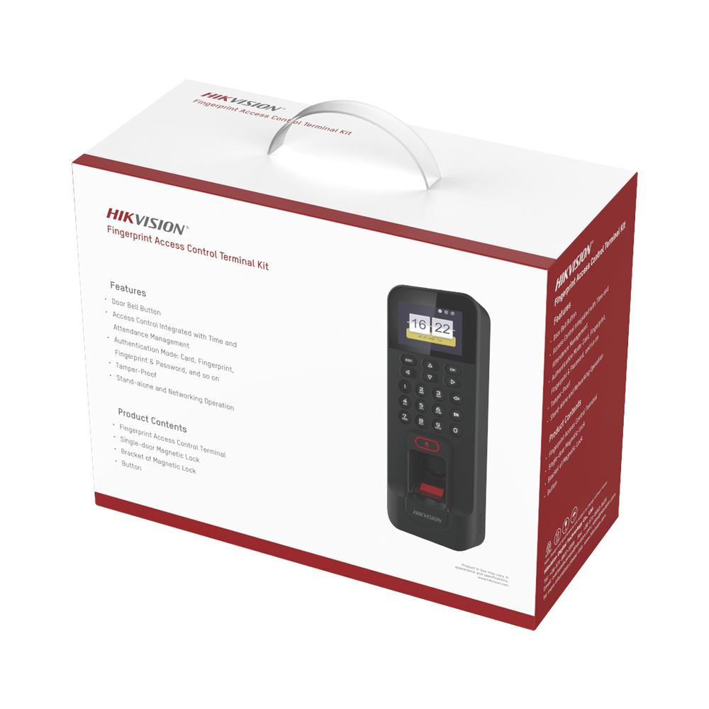 All-inclusive Access Control Kit with Fingerprint and Card Reader compatible with HIKConnect App / Includes Electromagnet Exit Button and Z and L Mounts for Magnet (DS-K1T804)