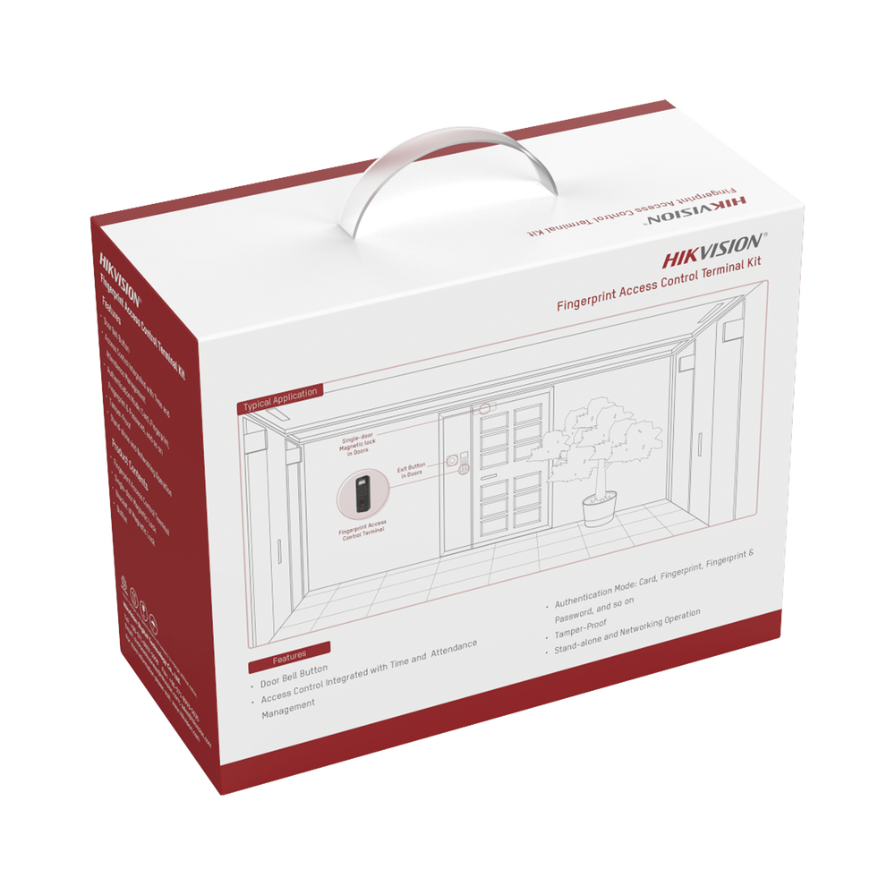 All-inclusive Access Control Kit with Fingerprint and Card Reader compatible with HIKConnect App / Includes Electromagnet Exit Button and Z and L Mounts for Magnet (DS-K1T804)