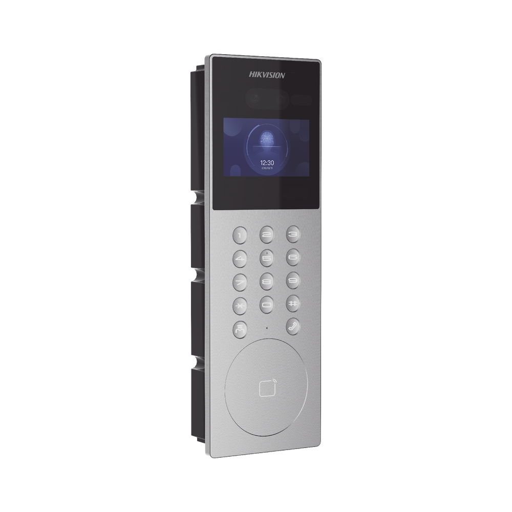 Videoportero IP Multiapartamento con Reconocimiento Facial / Llamada a App HikConnect  / Protección IP65 / Apertura por Rostro, Tarjeta o App