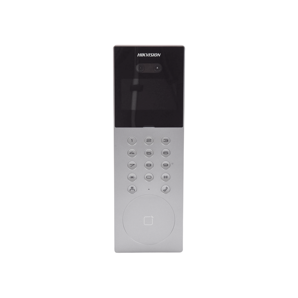 Videoportero IP Multiapartamento con Reconocimiento Facial / Llamada a App HikConnect  / Protección IP65 / Apertura por Rostro, Tarjeta o App