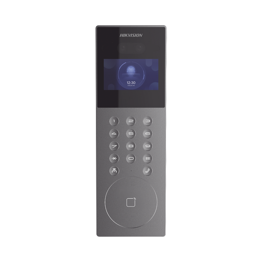 Videoportero IP Multiapartamento con Reconocimiento Facial / Llamada a App HikConnect  / Protección IP65 / Apertura por Rostro, Tarjeta o App 