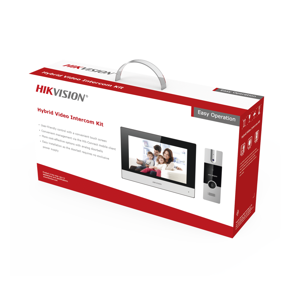 Kit de Videoportero Analógico / IP a 4 Hilos con Función de Llamada a App Hik-Connect / Monitor se Conecta a Internet por Cable o WiFi y por 4 Hilos al Frente de Calle / Expandible a Mas Equipos