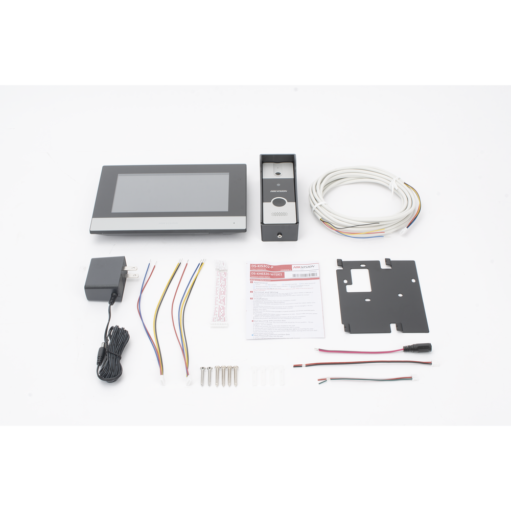 Kit de Videoportero Analógico / IP a 4 Hilos con Función de Llamada a App Hik-Connect / Monitor se Conecta a Internet por Cable o WiFi y por 4 Hilos al Frente de Calle / Expandible a Mas Equipos