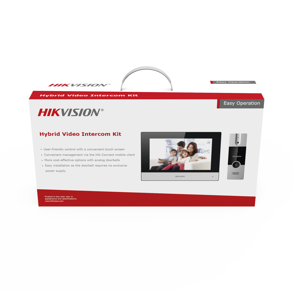 Kit de Videoportero Analógico / IP a 4 Hilos con Función de Llamada a App Hik-Connect / Monitor se Conecta a Internet por Cable o WiFi y por 4 Hilos al Frente de Calle / Expandible a Mas Equipos