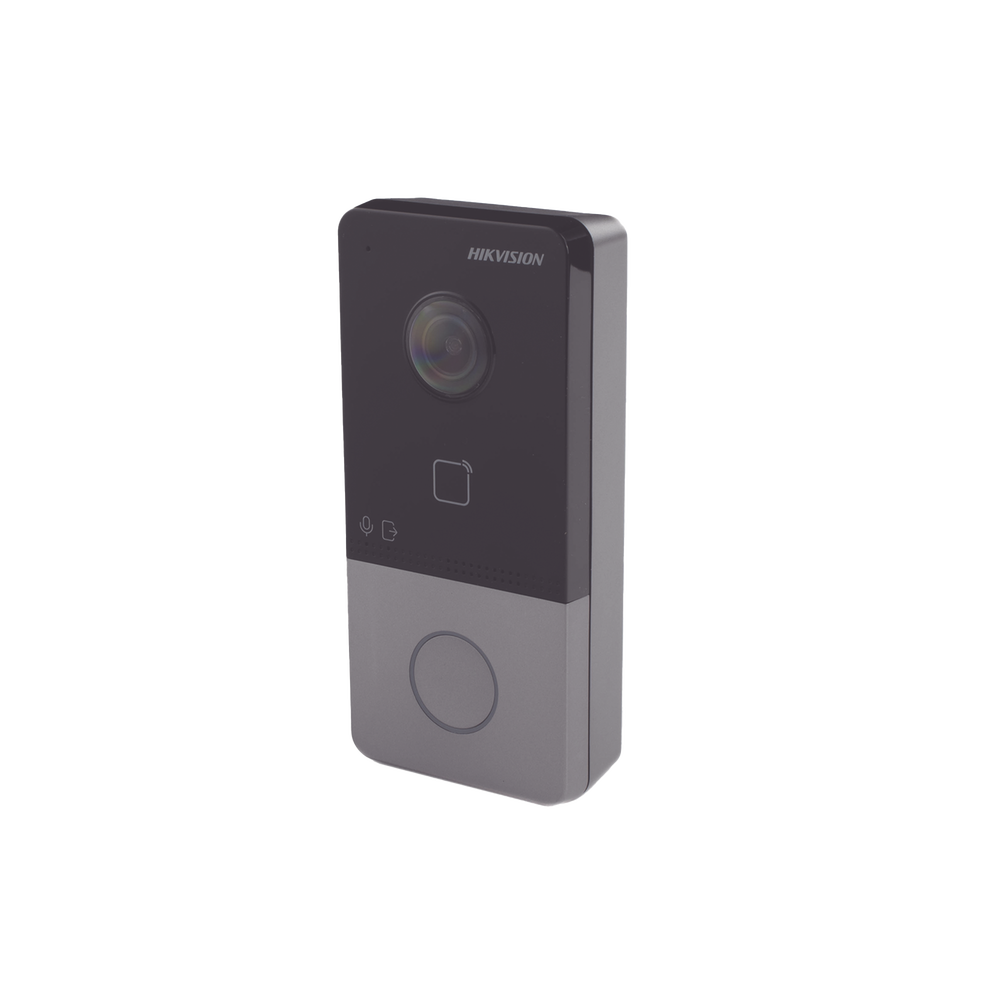Videoportero IP 2 MP / PoE Estandar / IP65  / Apertura desde Hik-connect / Soporta 1 Departamento y Hasta 6 Monitores / Soporta Tarjetas Mifare / 1 Salida Relay