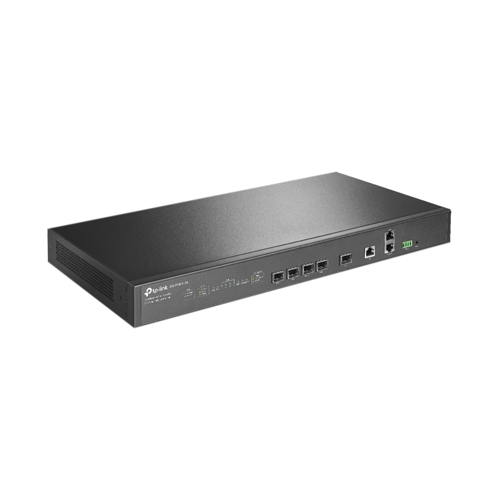 4-port GPON OLT, up to 512 ONUs, 1 Gigabit RJ45, 1 SFP+ port, AC-DC redundant power supplies (included)