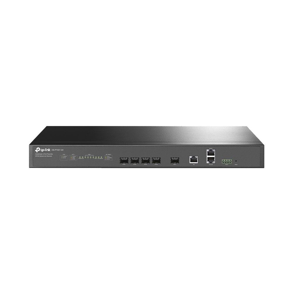 OLT de 4 puertos GPON, hasta 512 ONUs, 1 Gigabit RJ45,  1 puertos SFP+, Fuentes redundantes AC- DC (incluidas)