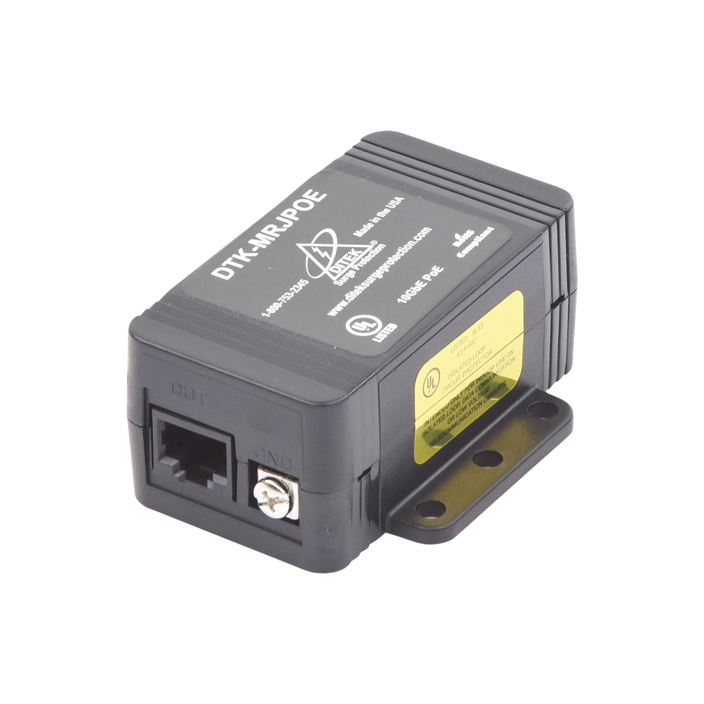 Protector Contra Sobretensiones PoE/HiPoE Hasta 10 GbE, Para Cámaras IP PoE, WAP, Control de Acceso, Iluminación PoE