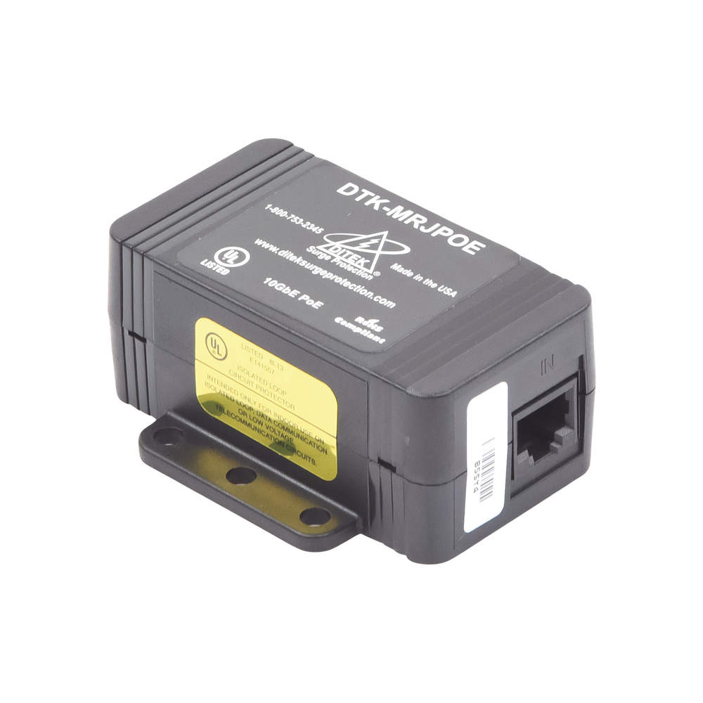 Protector Contra Sobretensiones PoE/HiPoE Hasta 10 GbE, Para Cámaras IP PoE, WAP, Control de Acceso, Iluminación PoE