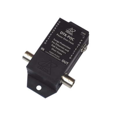 Protector PoE sobre Coaxial para Cámaras IP / BNC Hembra–Hembra / 75 Ω / 100 Mbps / <60 VDC