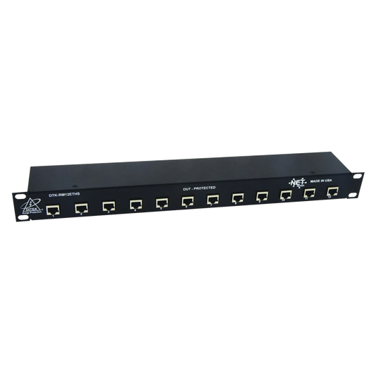 Protector de puertos IP de 12 Canales para uso en CAT5e, CAT6 y CAT6A.