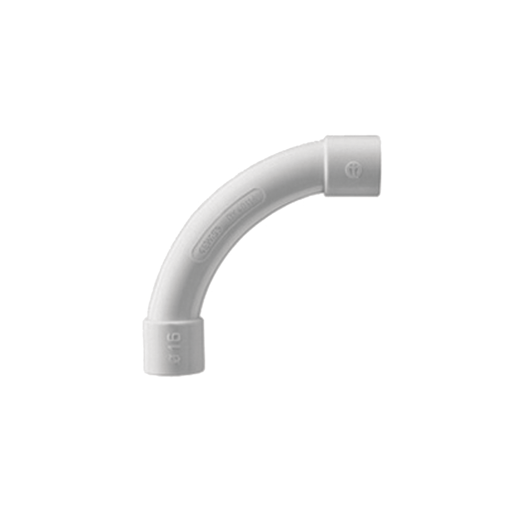Curva de radio estrecho para tubería rígida, recomendado para cables de datos, PVC Auto-extinguible, de 40 mm 