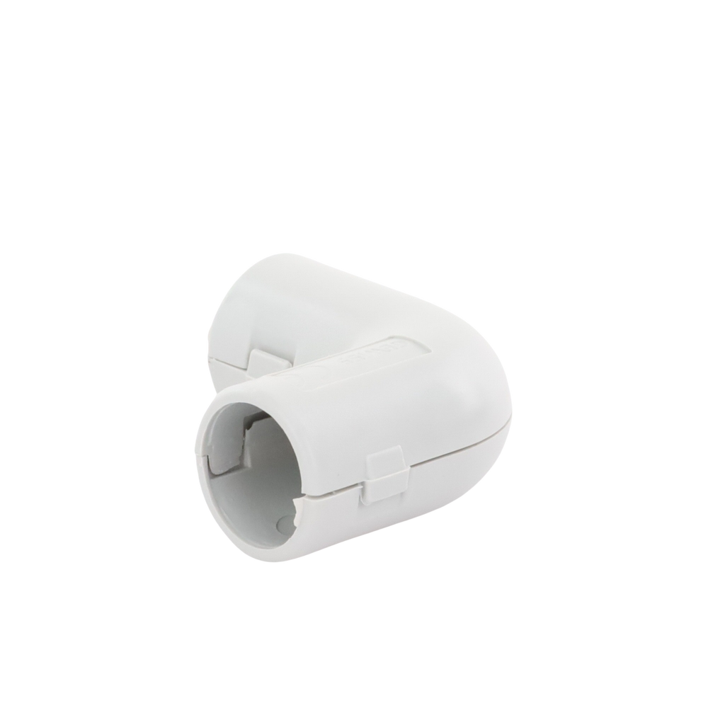 Unión en "L" (Codo) para tubería rígida, recomendado para cable eléctrico, PVC Auto-extinguible, de 16 mm