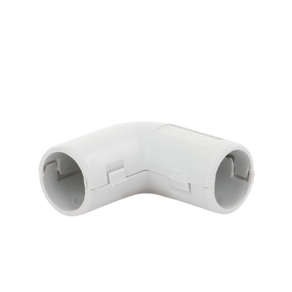 Unión en "L" (Codo) para tubería rígida, recomendado para cable eléctrico, PVC Auto-extinguible, de 16 mm