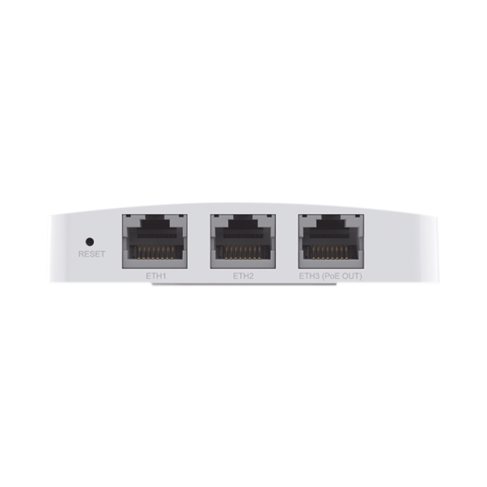 Omada Dual Band 802.11ac Access Point, 802.3af/at PoE, MU-MIMO, 2x2 MIMO wall plate design with three additional ports, supports up to 100 clients.
