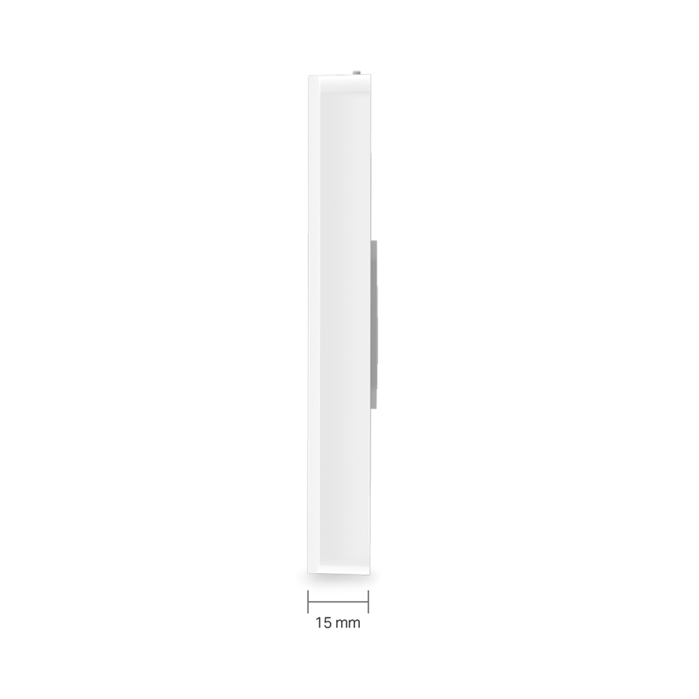 Omada Dual Band 802.11ac Access Point, 802.3af/at PoE, MU-MIMO, 2x2 MIMO wall plate design with three additional ports, supports up to 100 clients.