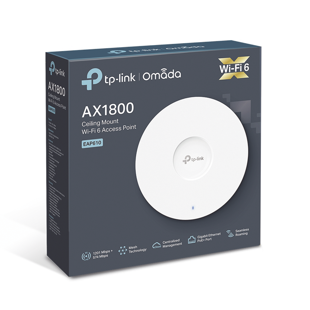 Wi-Fi 6 Access Point / MU-MIMO 2x2 / High User Density / Controller or Stand-Alone Configuration / For Ceiling-Wall Mounting.