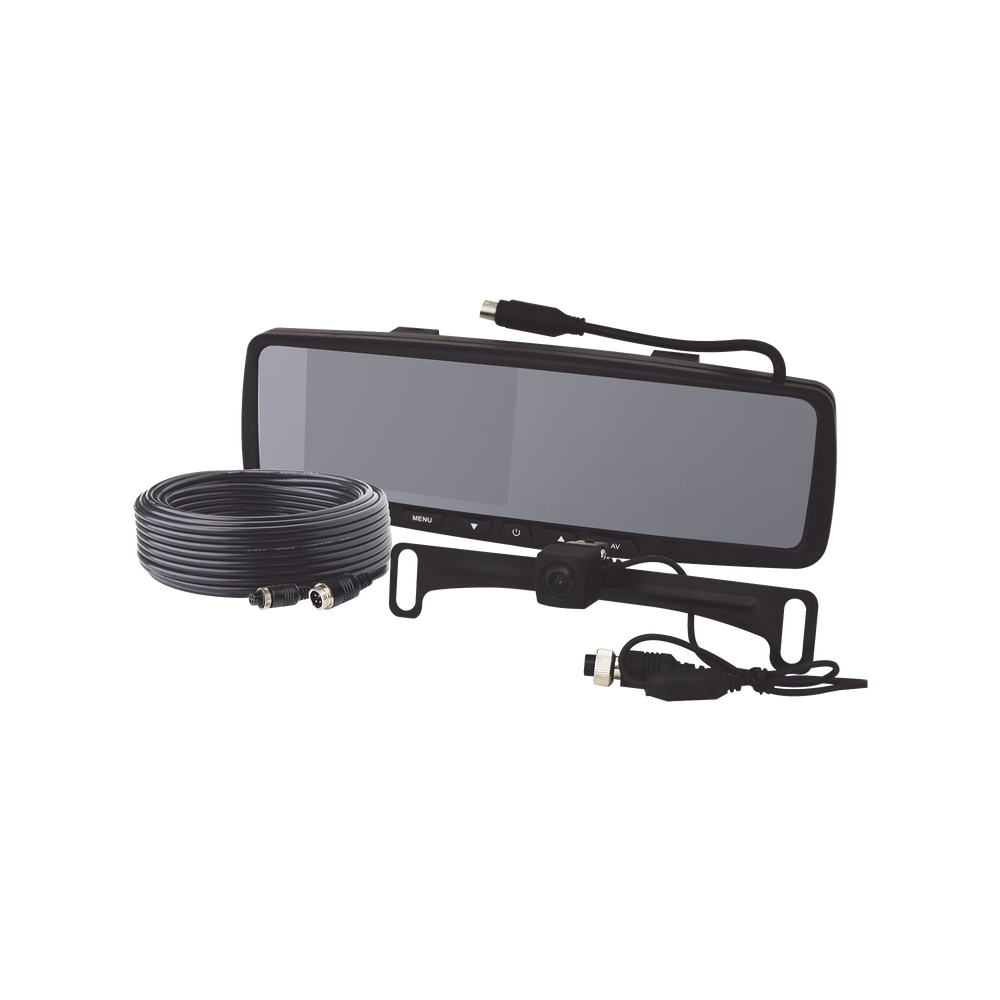 Sistema alámbrico de reversa con cámara y monitor de 4.3 pulgadas, Incluye cámara para placa de  170°