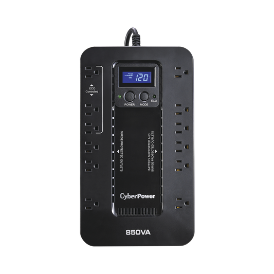 UPS de 850 VA/510 W, Topología Standby con Modo Ahorrador ECO, Entrada 120 Vca NEMA 5-15P, Con 12 Tomas NEMA 5-15R