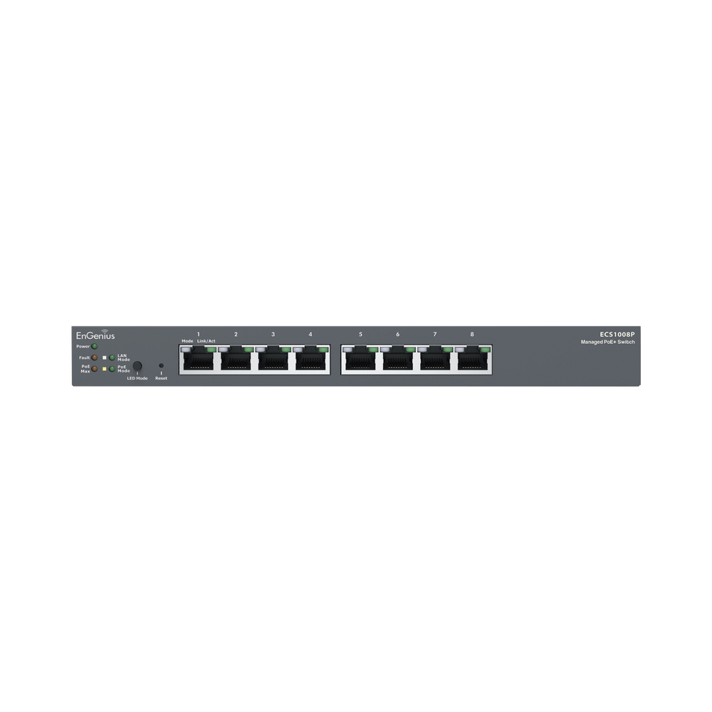 Cloud-Managed Desktop PoE Switch, 8-Port 802.3af Layer 2, 55W
