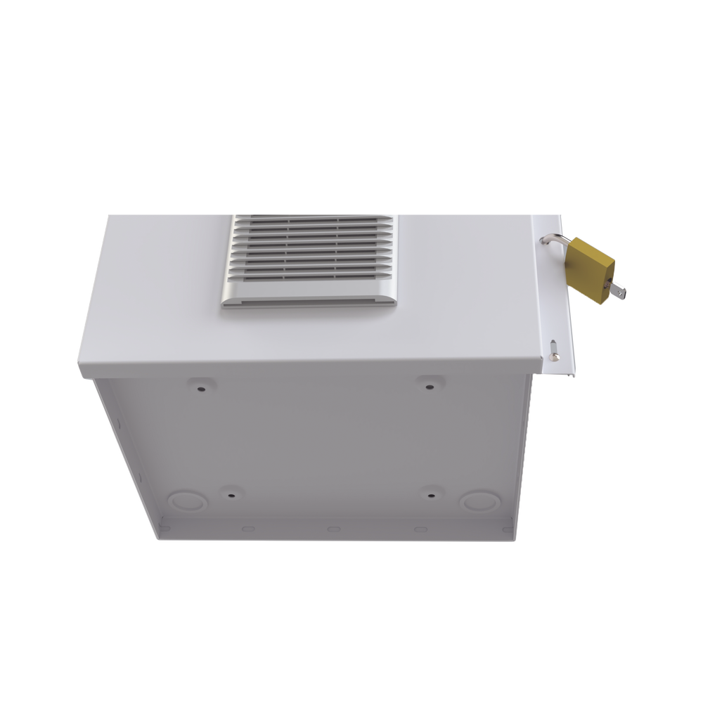 Gabinete Acero Galv. para 3 Bat. PL110D12. Puerta Ventilada. Acc. de piso o poste No incluidos (400 x 1060 x 300mm).