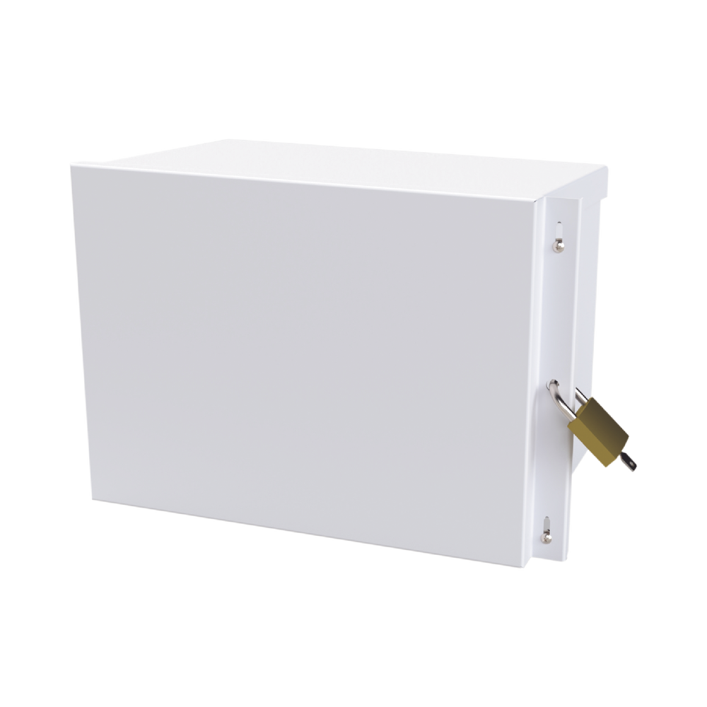 Gabinete para Baterías (Hasta dos PL4012). Fabricado en Lámina Galvanizada. Opción para Montar en Poste (No Incluida)