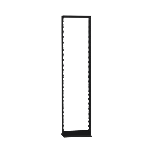 Rack de 2 Postes (Doble Perforación), Estándar 19", 45 Unidades, Fabricado en Acero, Base "L" para Anclar a Piso.