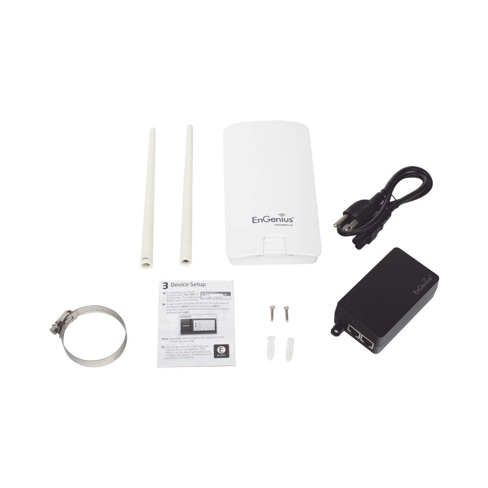 2x2 MU-MIMO WiFi Outdoor AC Access Point, Up to 867 Mbps on 5 GHz, Detachable 5 dBi Antennas, 2 Gigabit LAN Ports, Up to 400 mW Power