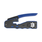 RJ45 Pass Through Plug Cutting and Termination Tool, Carbon Steel and Ergonomic ABS + TPR Handle.