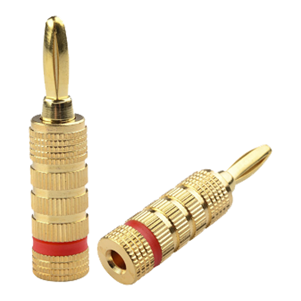 Banana Speaker Screw Connector | Professional Audio Installation | Gold Plated | Red (1 Piece)