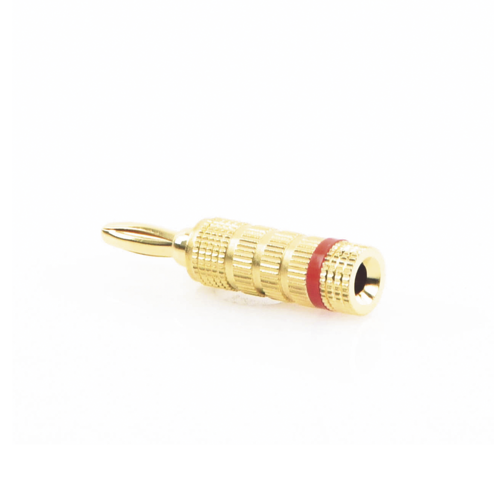 Banana Speaker Screw Connector | Professional Audio Installation | Gold Plated | Red (1 Piece)